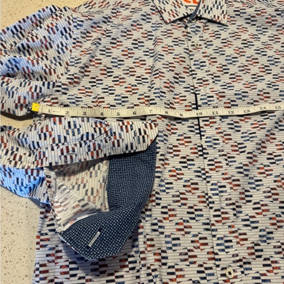 Bugatchi Men Medium Classic Fit Circular Design LS Dress Shirt - Picture 7 of 10